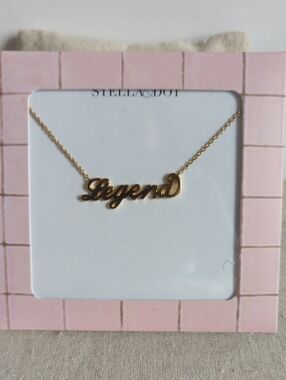 Stella & Dot Gold 'Legend' Script Nameplate Necklace BRAND NEW